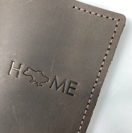 Паспортниця Коричнева Home шкіряна, стильний практичний чохол зі шкіри з тисненням, обкладинка на паспортMasterSem Київ - фото 2