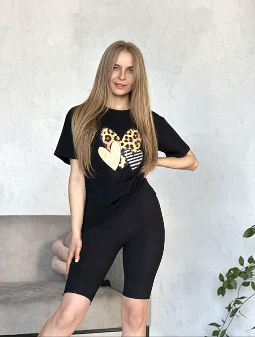 Жіночий спортивний костюм з велосипедками рубчик "Force" оптом | Норма і батал Київ - фото 3