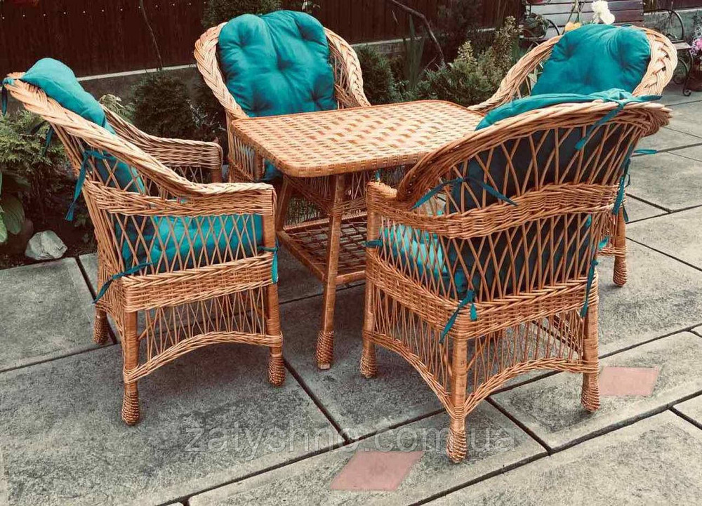 Плетені меблі з накидками |  Комплект плетених меблів | меблі з лози зі столом Київ - фото 3