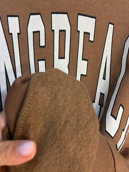 Костюм жіночий Quzen 388-488 подовжений світшот напис брюки палаццо широкі утеплений на флісі темно  Одеса - фото 3