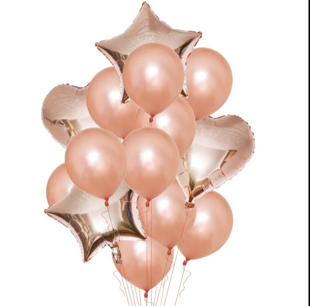 Фонтан из шаров розовое золото 14шт. Киев - изображение 1