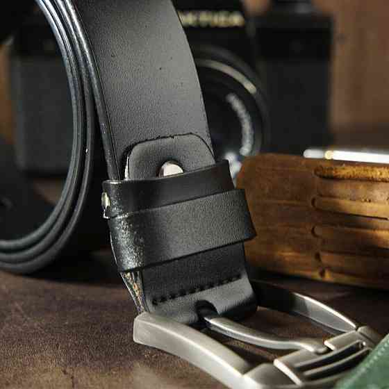 Ремень мужской с затемненной пряжкой механика Vintage 20314 Черный Киев