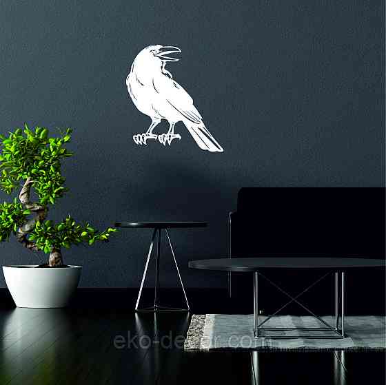 Декоративное настенное Панно «Ворон» Декор на стену 50*45 см, Белый Киев