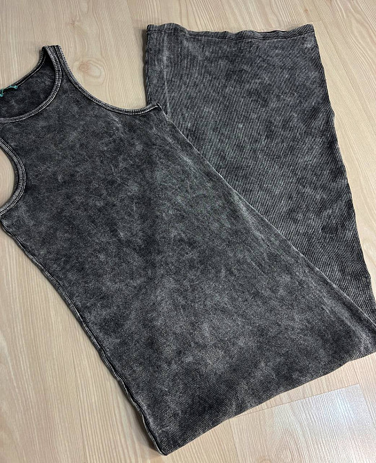 Платье женское MMC 240030 длинное майкой вареное тай-дай в рубчик, черный, one size Киев - изображение 8