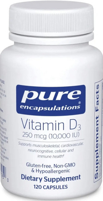 Витамин D3 Pure Encapsulations Vitamin D3 10 000 МО 120 капс Киев - изображение 1