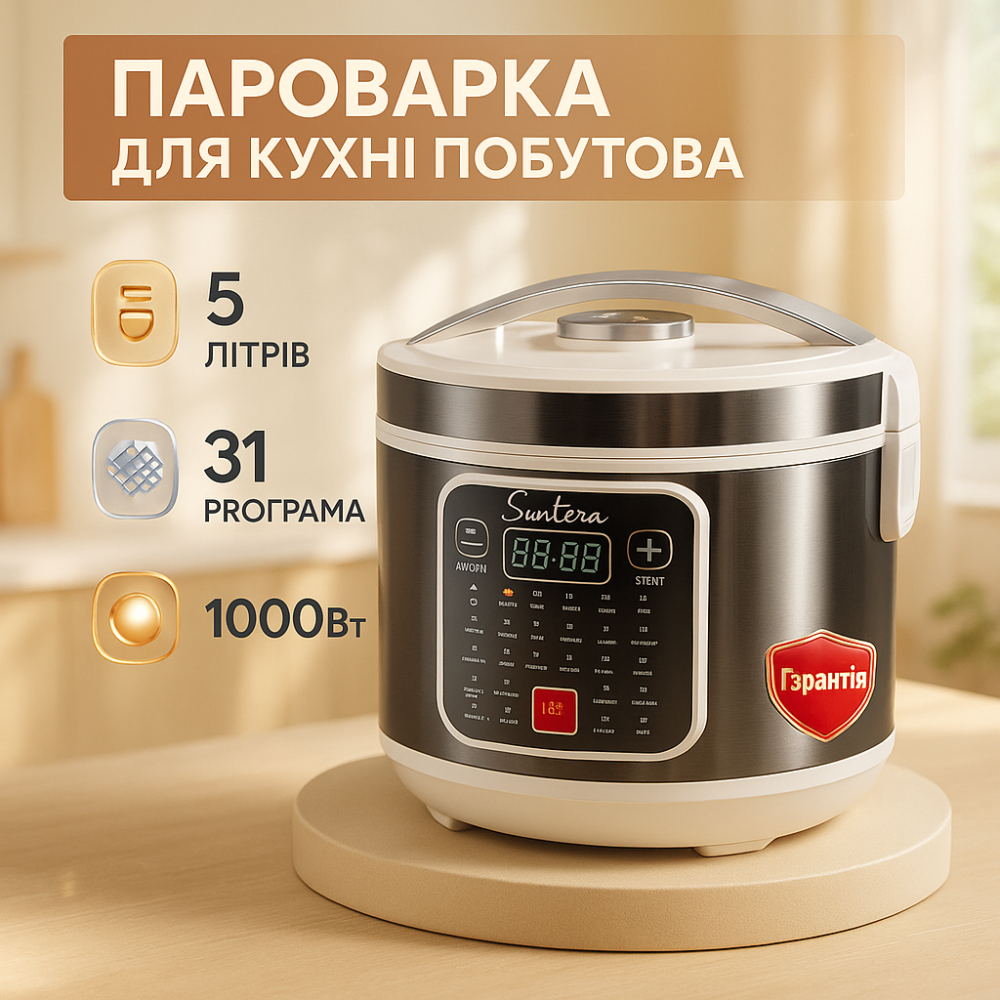 Бюджетная мультиварка Suntera AS-1020 1000Вт 5л, Мультиварка 5л, Мультиварки 5 литров топ JL-13 Львов - изображение 18