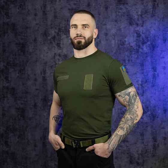 Футболка чоловіча однотонна хакі Pobedov Peremoga Військова Київ