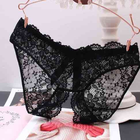 Трусики з розрізом мереживні з бантом 42-44 чорний Київ