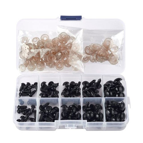 Глаза для игрушек 6-12мм винтовые с фиксатором 100шт, пластиковые, набор Винница - изображение 1