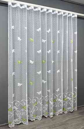 Тюль VR-Textil 1901т Жакард Білий з зеленим 300х270 см (42-0842) Київ