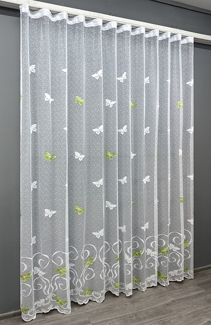 Тюль VR-Textil 1901т Жакард Білий з зеленим 300х270 см (42-0842) Київ - фото 3