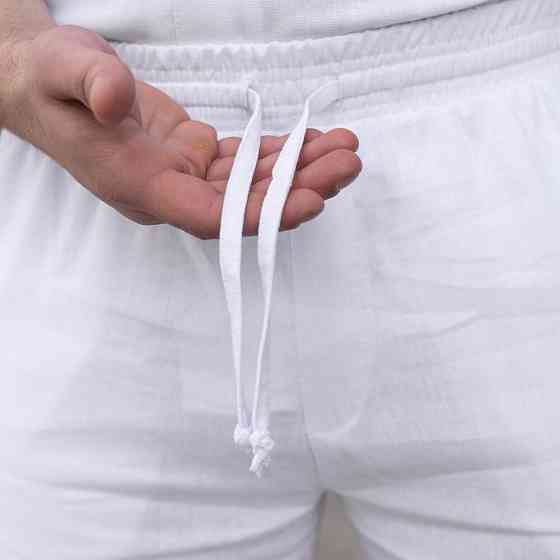 Шорти чоловічі льняні з кишенями білі Pobedov Marsel Київ