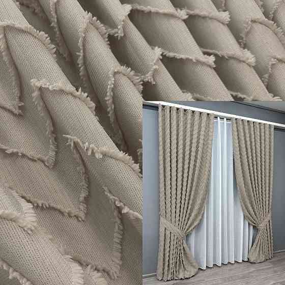 Комплект штор VR-Textil Лен Букле № 1809ш Тауп 100х295 см 2 шт (31-854) Киев
