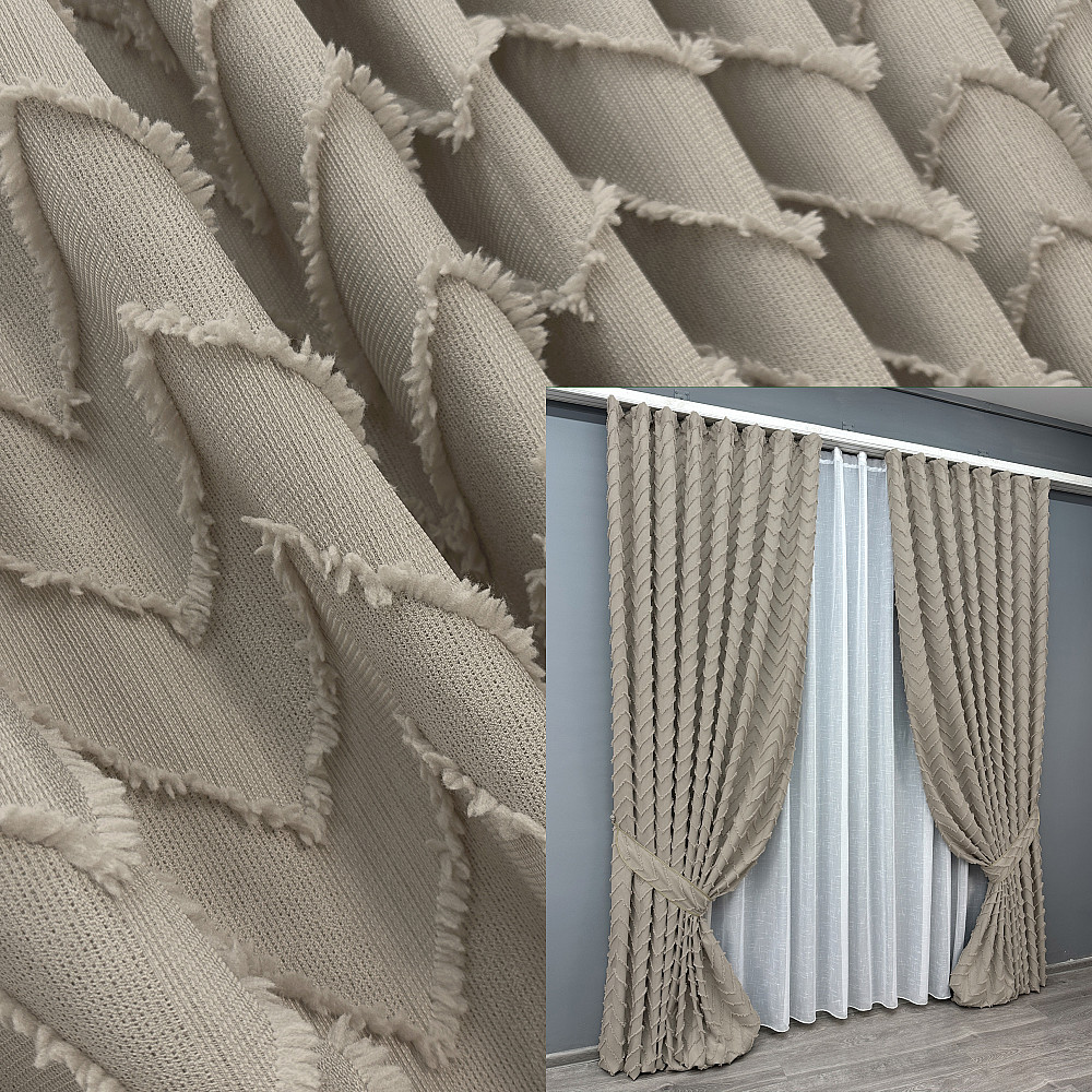 Комплект штор VR-Textil Лен Букле № 1809ш Тауп 100х295 см 2 шт (31-854) Киев - изображение 1