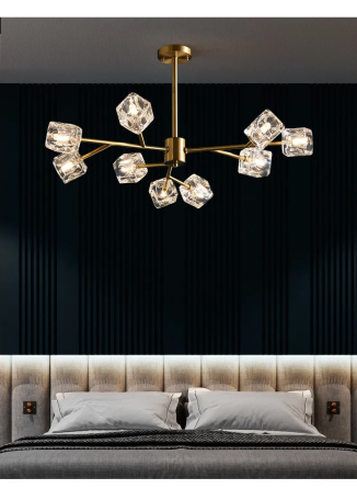 Світлодіодна люстра Кубик 8614 (Золота) на 9 плафонів Вінниця