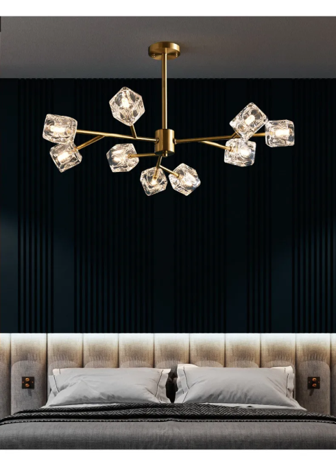 Світлодіодна люстра Кубик 8614 (Золота) на 9 плафонів Вінниця - фото 4