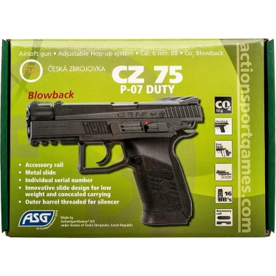 Страйкбольный пистолет ASG CZ75 P-07 Duty Blowback CO2 (16720) Винница - изображение 2