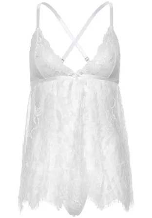 Пеньюар Leg Avenue Floral lace babydoll & string White L Львів