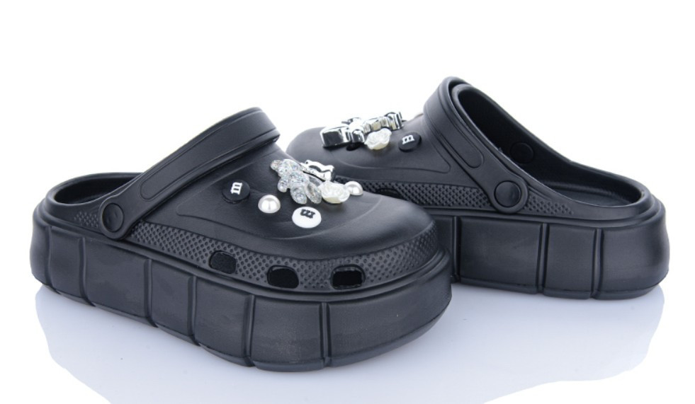 Крокси чорні жіночі з прикрасою на високій підошві для жінок дівчат платформа 38/39 р Одеса - фото 14