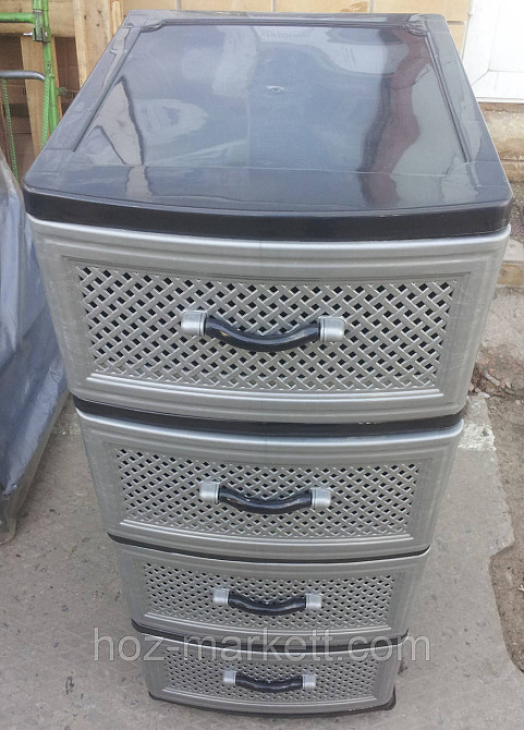 Комод пластиковий сірий "сітка" на 4 ящики виробництво Україна Харків - фото 5