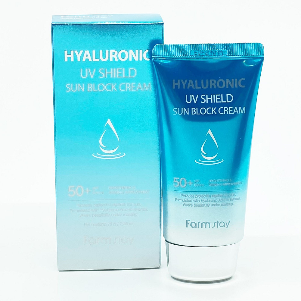 Сонцезахисний крем SPF50+ PA+++ HYALURONIC UV SHIELD SUN BLOCK CREAM Farmstay 70 мл Київ - фото 2
