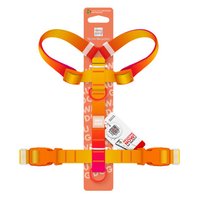 Шлей для собак WAUDOG Nylon Recycled анатомическая H-образная с QR-паспортом, пластиковый фастекс, L оранжевая (47534) Винница - изображение 3