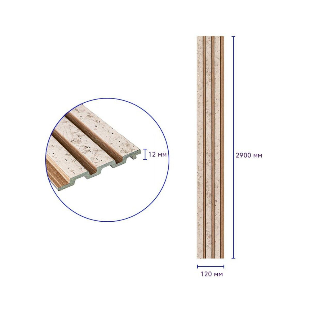 Рейка декоративная PS 2900х115х12мм Бежевый меланж с золотыми вкраплениями SW-00001742 Днепр - изображение 2