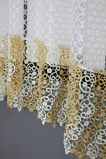 Кухонная арка VR-Textil № 000к сетка из макраме белый с золотисто-кремовым 270х175 см (51-074) Киев - изображение 7