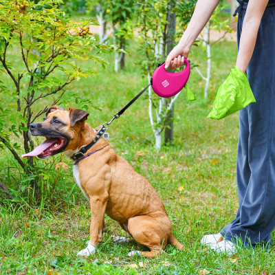 Повідок для собак WAUDOG R-leash з контейнером для пакетів L до 40 кг 5 м рожевий (26297) Вінниця - фото 7