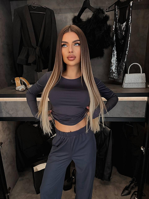 Женский базовый повседневный костюм двойка из микродайвинга Графит Одесса - изображение 2