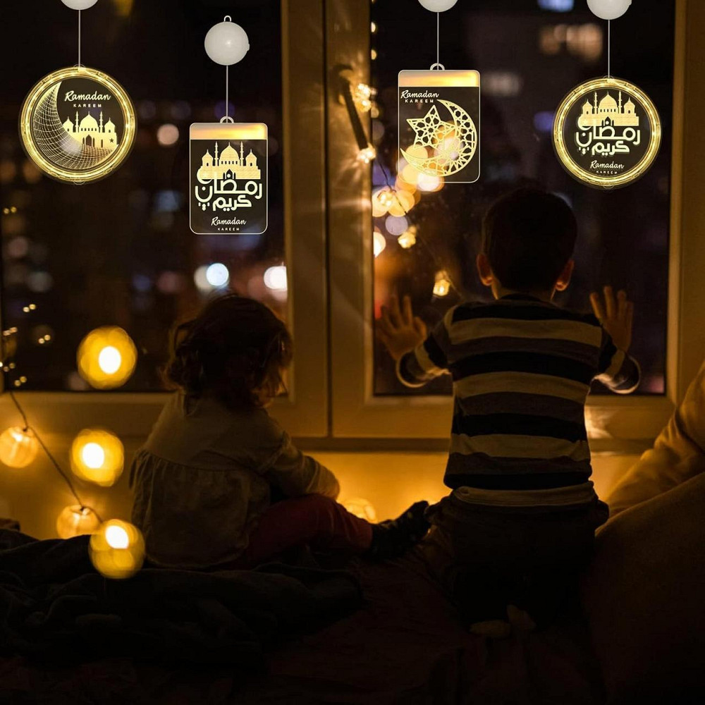 Декоративний LED світильник Ramadan, підвісна лампа Рамадан з батарейним живленням 2 шт, прикраса на вікно Київ - фото 5