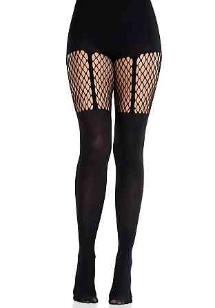 Колготки Leg Avenue Garter Illusion Tights with Net Detail One Size Black Sex Aura Київ