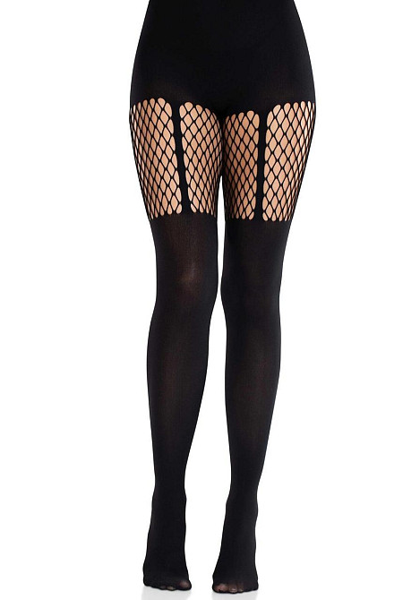 Колготки Leg Avenue Garter Illusion Tights with Net Detail One Size Black Sex Aura Київ - фото 3