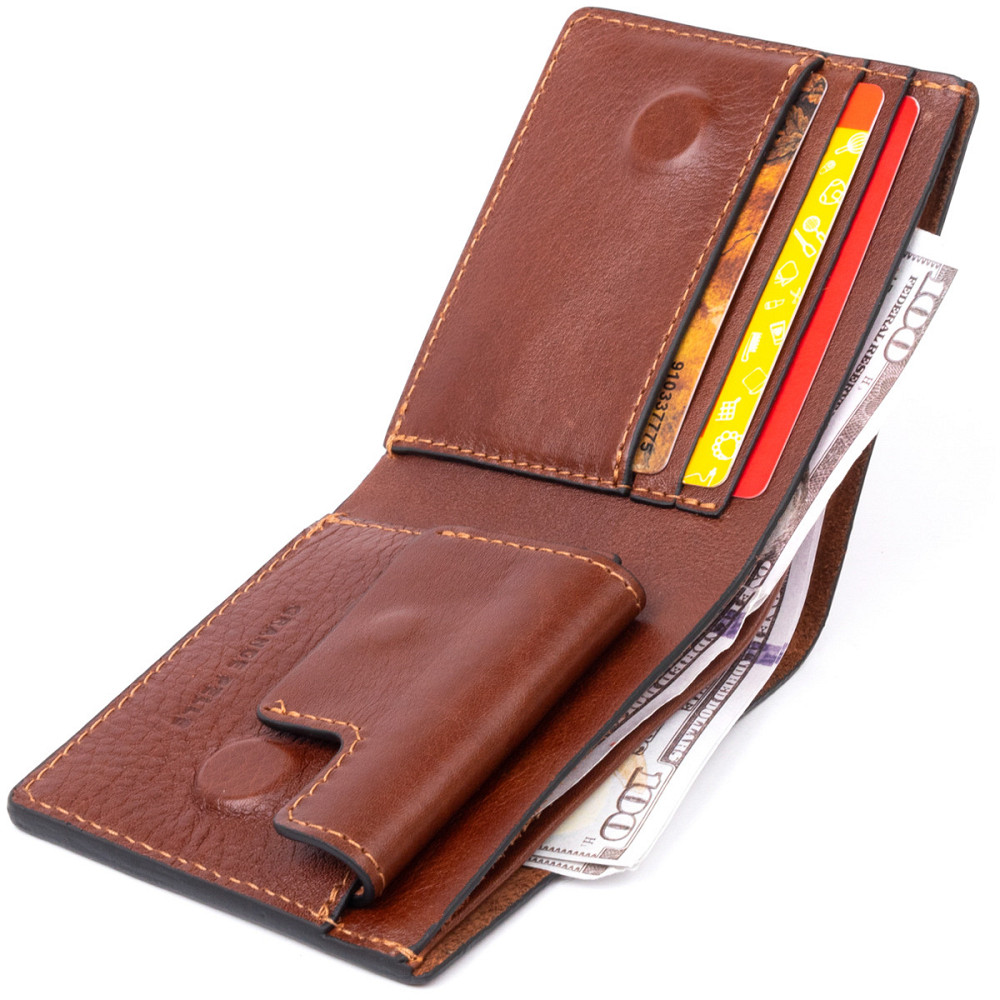 Горизонтальное портмоне в гладкой коже на магнитах (GRANDE PELLE) Киев - изображение 7