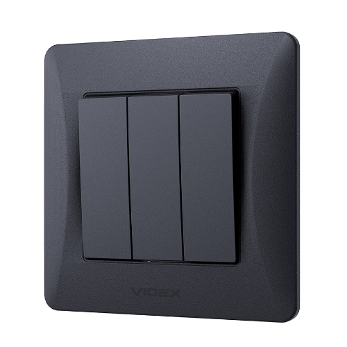 BINERA чорний графіт Вимикач внутрішній 3кл Videx Житомир - фото 6