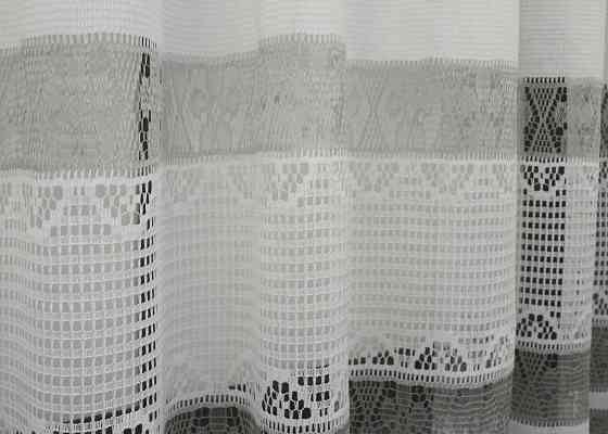 Тюль сетка VR-Textil Juli № 1436т Арка на кухню цвет молочный с серым 500х150 см (53-0003) Киев