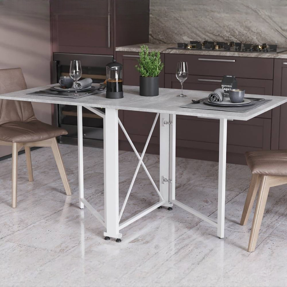 Стіл-книга трансформер Оріон 2 Ferrum-decor 750x1520x730 Білий метал ДСП Бетон 16 мм (FRD-104596) Дніпро - фото 1