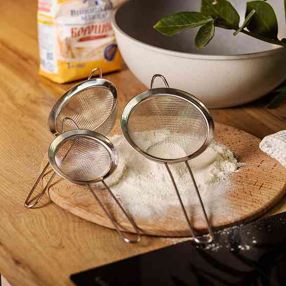 Zhongjing Набір ситечок 3 штуки для чаю, круп і борошна 8,10 і 12 см з нержавіючої сталі Срібля Коломыя