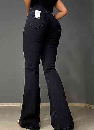 Джинсы женские Sherocco 7032 клеш от колена высокая посадка стрейчевые черные, черный, 31, 31, 79 см, 108 см Киев