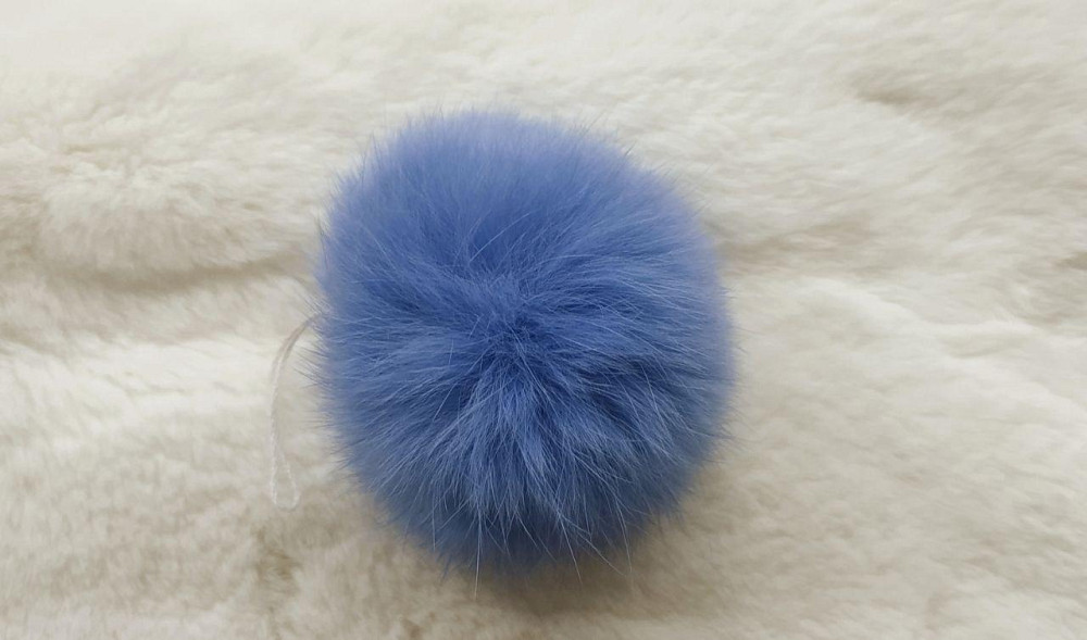 Хутряний бубон на шапку з кролика Rex Волошковий Харків - фото 1