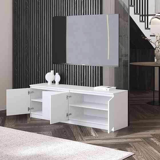 Тумба под телевизор VAYS в гостиную, современная с полками, без ручек R-31 Бетон Львов