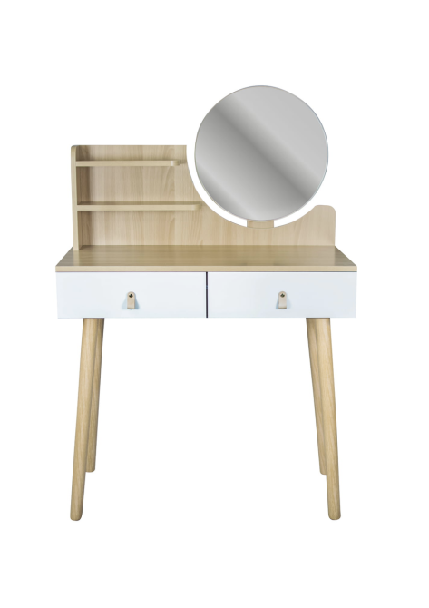 Туалетний столик Jumi Scandi з шухлядами, шкіряні ручки, світлий бук Київ - фото 3
