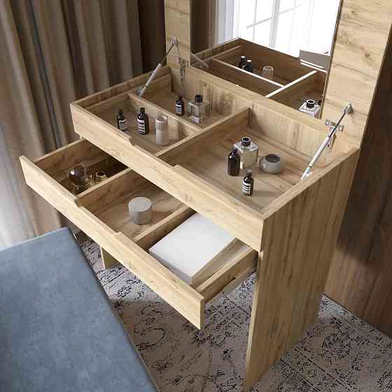 Комод-трюмо із дзеркалом, нішею під сидінням та шухлядою LION Азія Антрацит (LION-041662) ТОП Дніпро