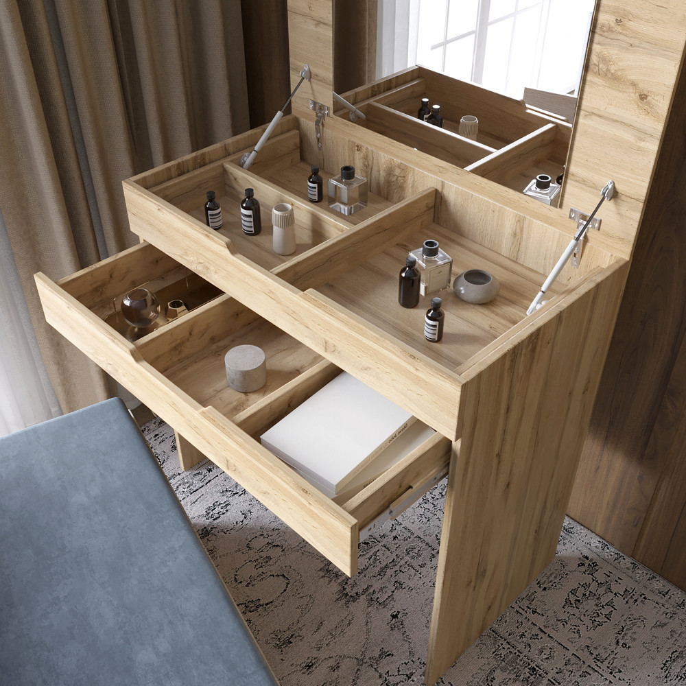 Комод-трюмо із дзеркалом, нішею під сидінням та шухлядою LION Азія Антрацит (LION-041662) ТОП Дніпро - фото 5