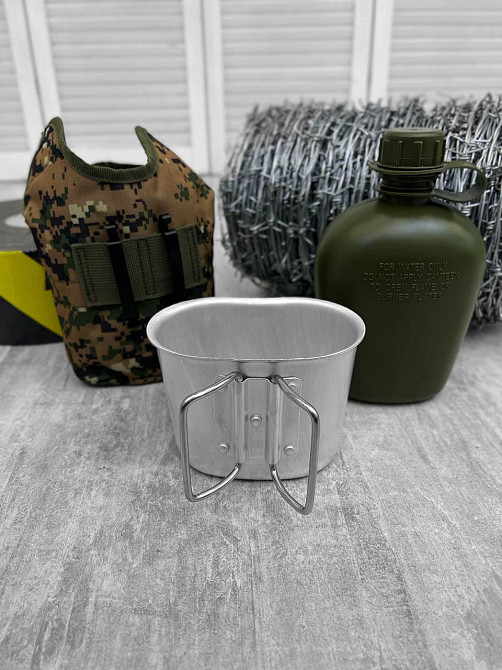 Фляга с котелком и подсумком для воды на 1 литр котелок алюминий фляга пищевой пластик с креплением Одесса - изображение 10