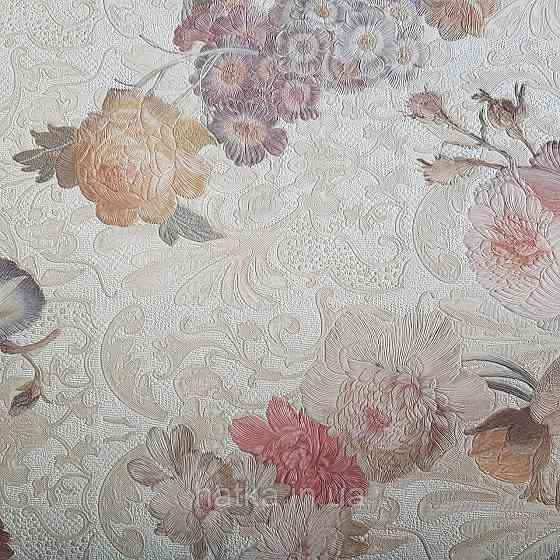 Шпалери метрові вінілові на флізелін Yuanlong Samsara квіти троянди, півонії рожевий блакитний бузок на Київ