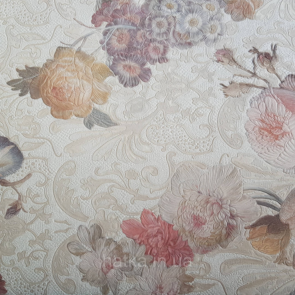 Шпалери метрові вінілові на флізелін Yuanlong Samsara квіти троянди, півонії рожевий блакитний бузок на Київ - фото 2