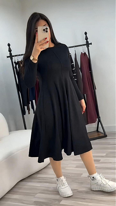 Жіноче стильне вечірнє плаття з двонитки Чорний, 60/62 Одеса - фото 1