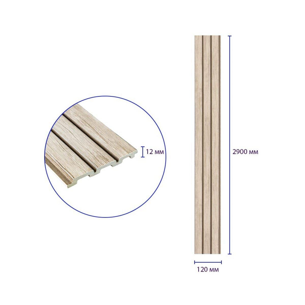 Рейка декоративна PS 2900х120х12мм Білий дуб SW-00001741 Київ - фото 3