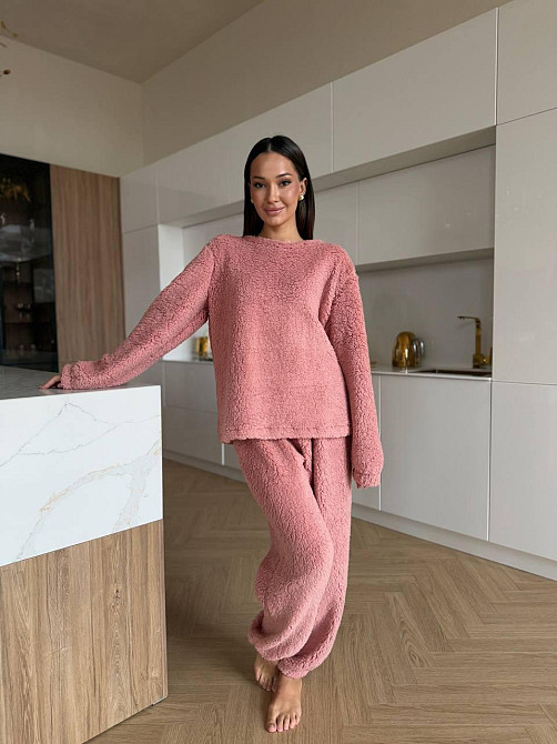 Жіноча затишна піжама двійка: кофта і штани махра тедді Одеса - фото 3